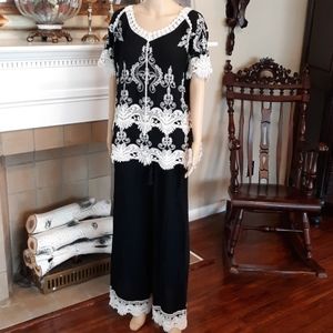 Black and white linen pants and top